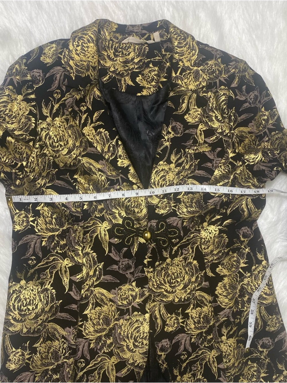 Soft Surroundings Black Blazer with Metallic Gold Floral Brocade - Picture 7 of 11
